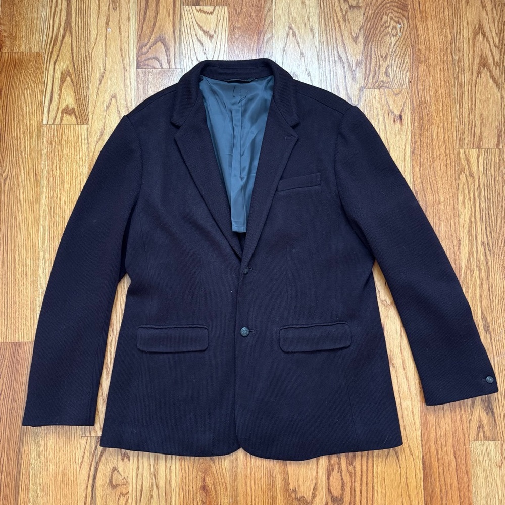 John Varvatos Dark Plum Knit Sport Coat‎ Blazer Men's size 42 or Large